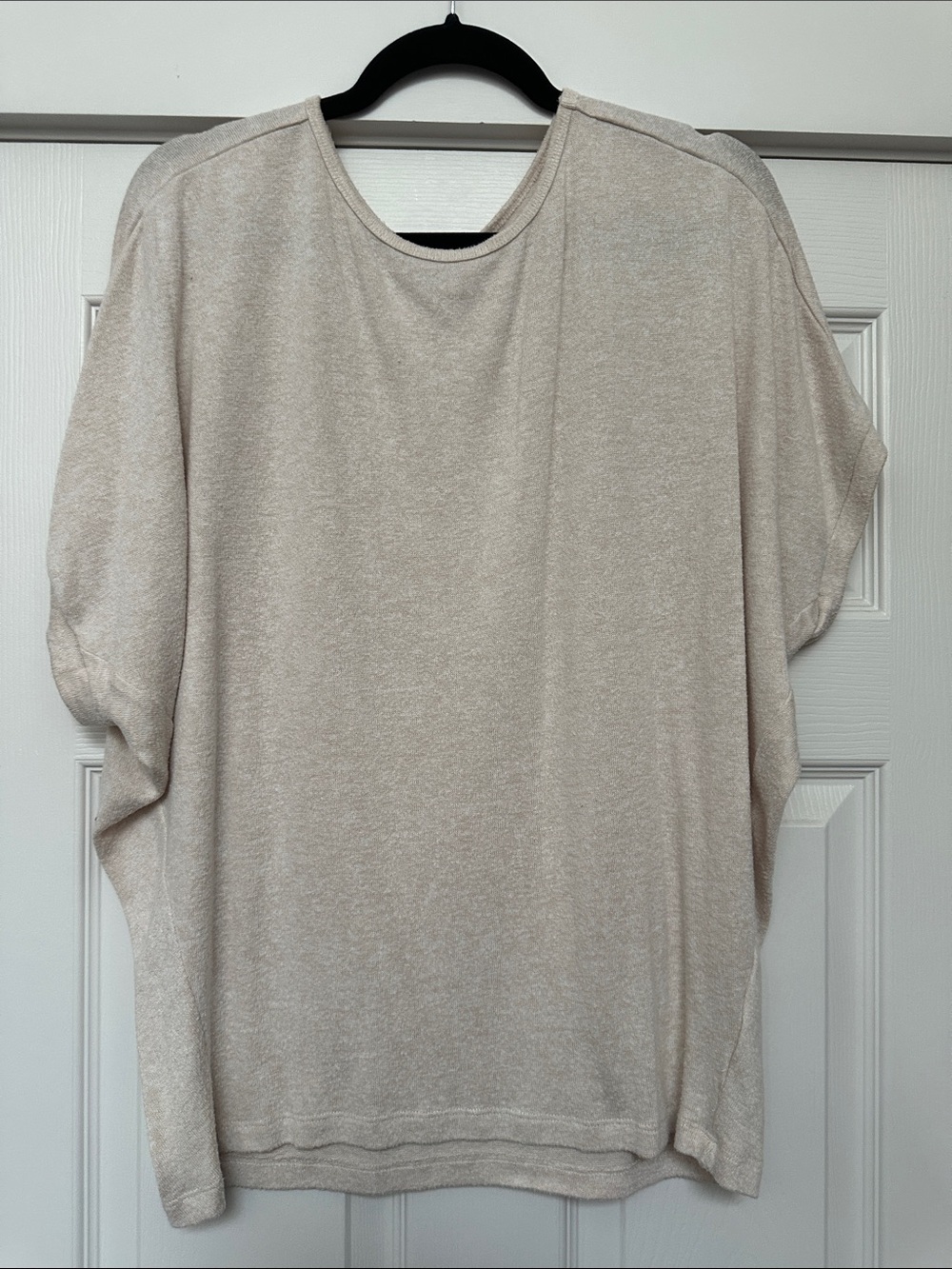 Quince Cream Short-Sleeve Relaxed Crewneck Sweater